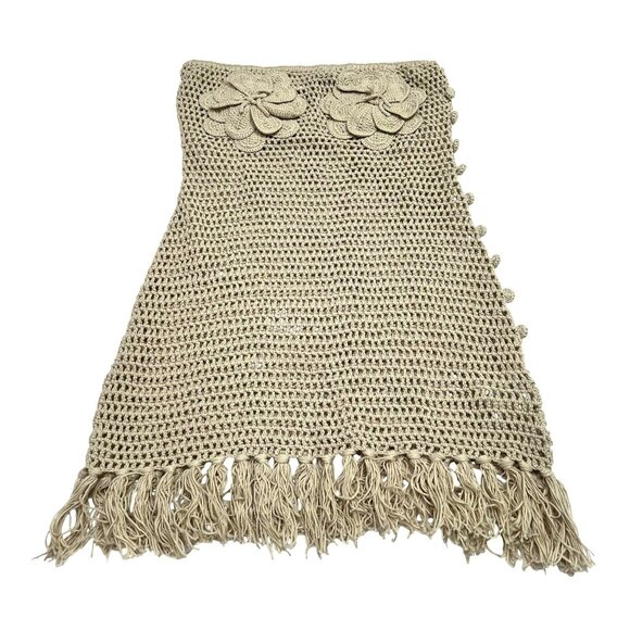 Venroy Strapless Crochet Cotton Mini Dress in Natural - Picture 1 of 5